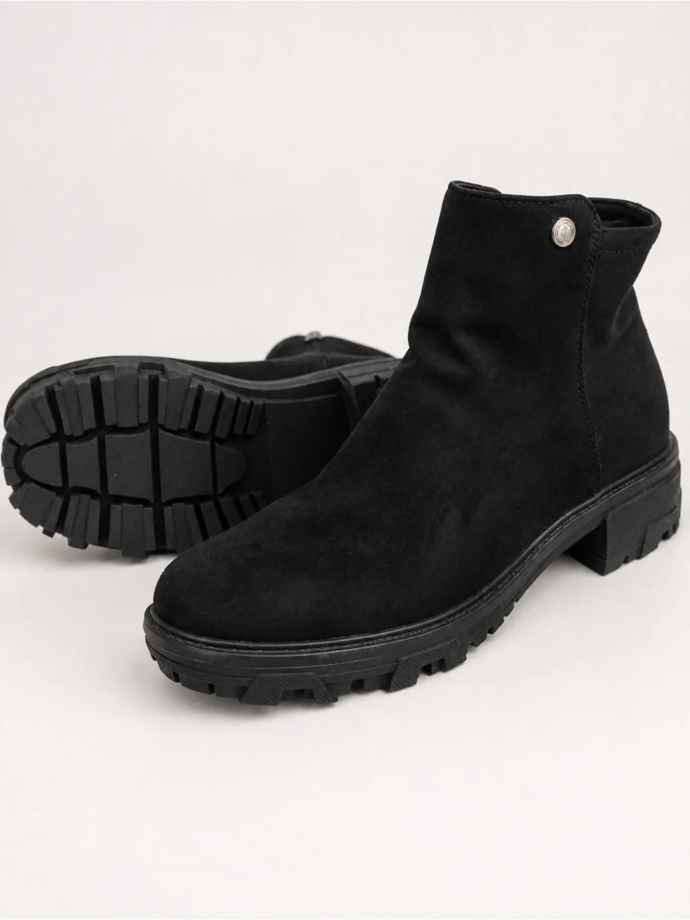 Unisa Black Suede Ankle Booties with Side Zip